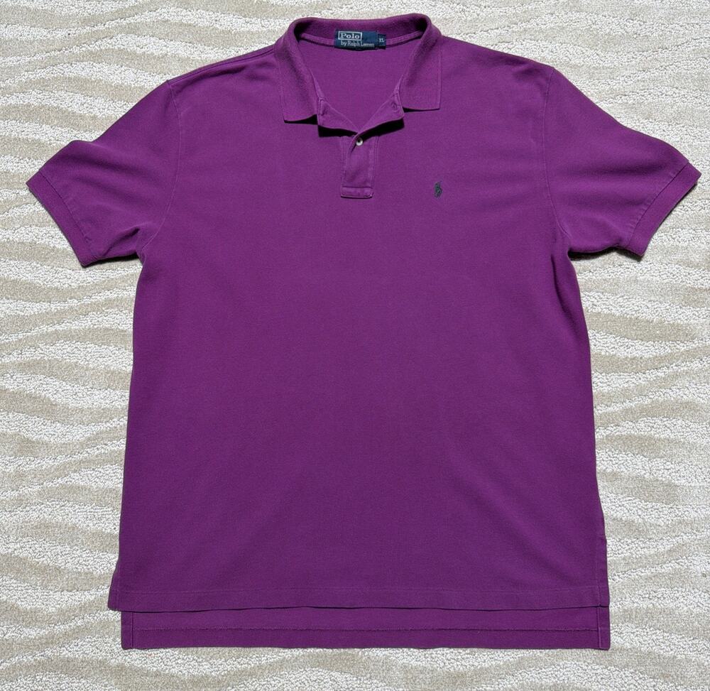 Vintage Polo Ralph Lauren Shirt Mens XL Purple Cotton Golf Rugby Polo Made USA